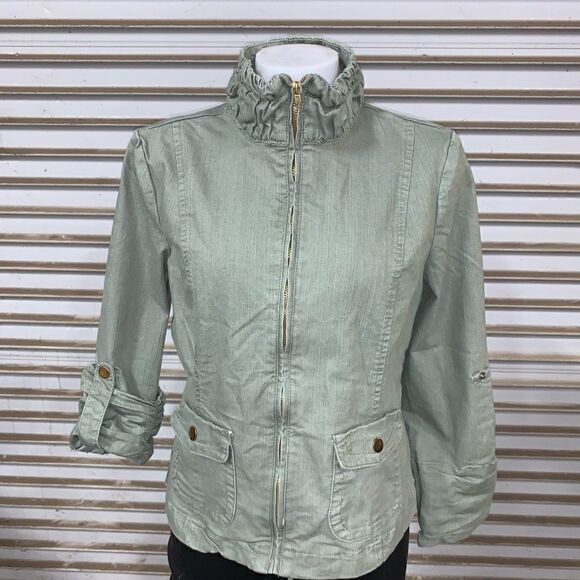 Live a little zip up green jacket adorable - Picture 3 of 7